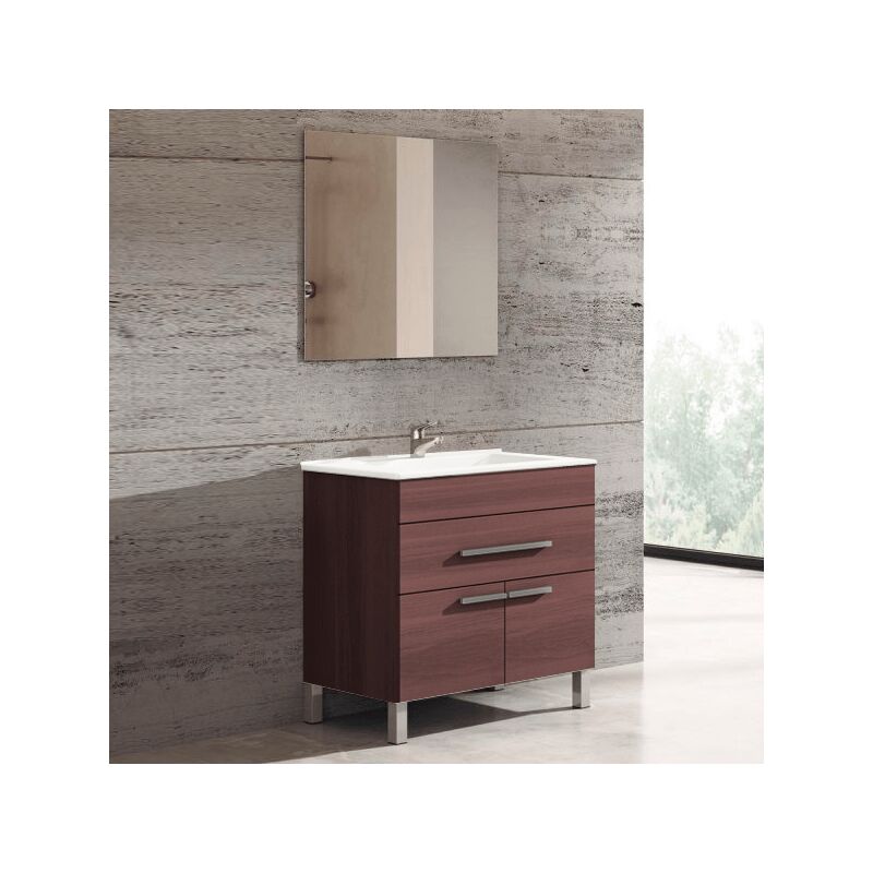 Tegler - Ensemble de meubles de salle de bains Bahia avec lavabo et miroir. Livré assemblé 75CM Frêne Tea