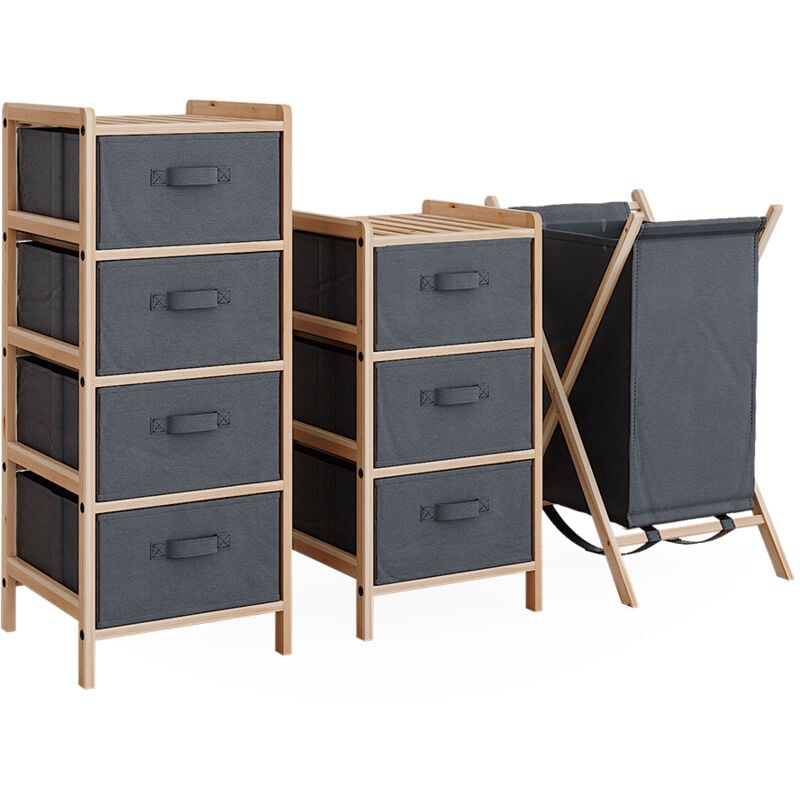 Vicco - Ensemble de meubles de salle de bains Bruno, Gris, 3 pièces