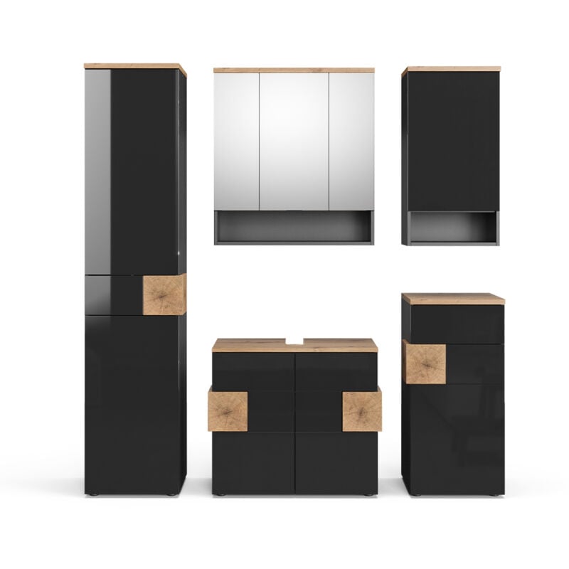 Vicco - Ensemble de meubles de salle de bain Eden, Anthracite, 5 pièces