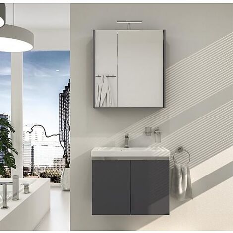 Ensemble de meubles de salle de bains EOLA anthracite mat, 2 portes, largeur 710mm