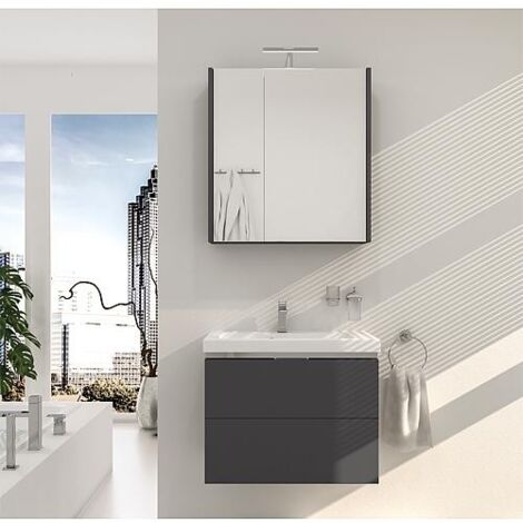 Ensemble de meubles de salle de bains EOLA anthracite mat Largeur 700mm 2 tiroirs