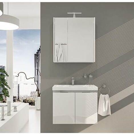 Ensemble de meubles de salle de bains EOLA blanc brillant largeur 700mm
