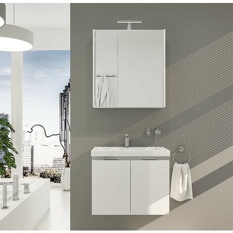 Ensemble de meubles de salle de bains EOLA blanc mat, 2 portes, largeur 710mm