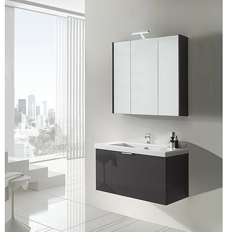 Ensemble de meubles de salle de bains EPIL série MBF anthracite brillant 1 tiroir largeur 860mm