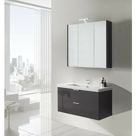 Ensemble de meubles de salle de bains EPIL série MBF anthracite brillant 2 tiroirs largeur 1060mm