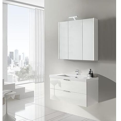 Ensemble de meubles de salle de bains EPIL série MBF blanc brillant 2 tiroirs largeur 860mm