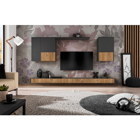 Ensemble de meubles de salon LOFT, couleur chêne bijoux noir