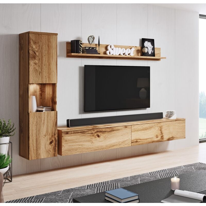 Ensemble de meubles de salon Paris, sans éclairage led, jeu de meubles de salon, meubles de salon modernes (wotan)