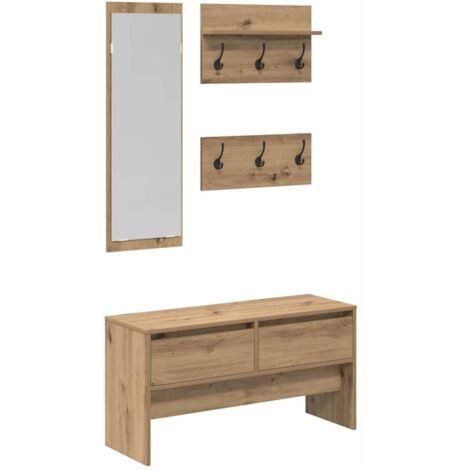 Ensemble de meubles d'entrée 4 pcs Chêne noir Bois d'ingénierie CFW780281