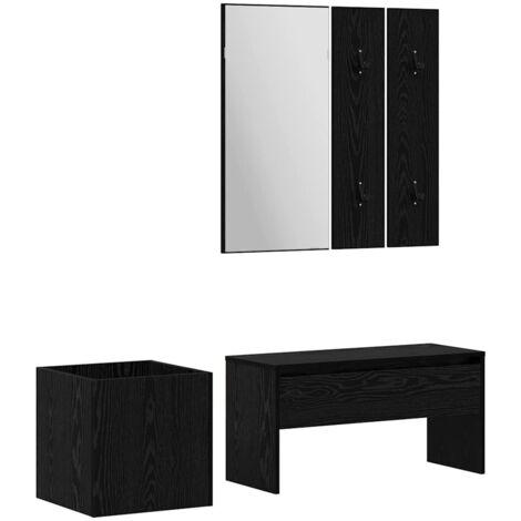 Ensemble de meubles d'entrée 5 pcs Chêne noir et argent CFW103604
