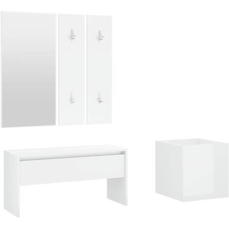 Ensemble de meubles d'entrée Design moderne, Vestiaire d'entrée, Blanc brillant Bois d'ingénierie OIB1071E