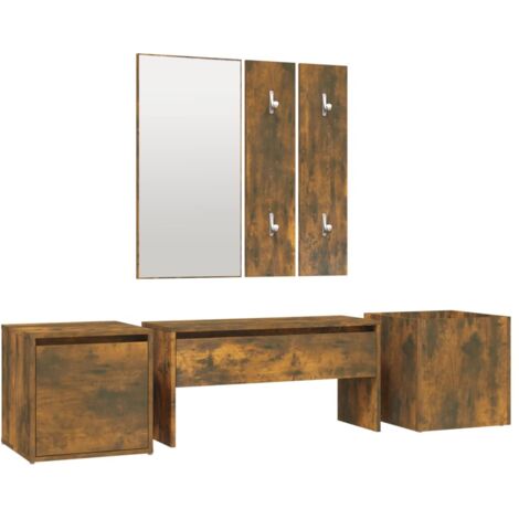 Ensemble de meubles d'entrée Design moderne, Vestiaire d'entrée, Chêne fumé Bois d'ingénierie OIB4691E