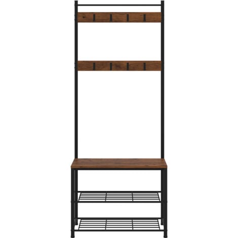 Ensemble de meubles d'entrée GALANO Ealing, Meuble de couloir en pierre calcaire, Style Moderne, 70 x 175.5 x 32.5 cm, Couleur Pin Mexicain et Métal Noir