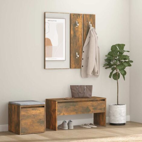 Ensemble de meubles d'entrée Vestiaire d'entrée - Chêne fumé Bois d'ingénierie BV864519 - BonneVie