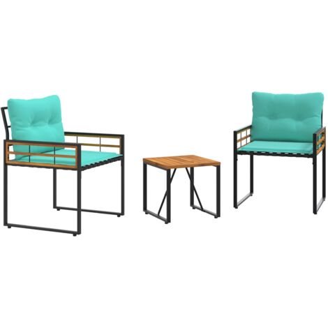 Ensemble de meubles d'extérieur avec coussin 3 pcs Turquoise vidaXL