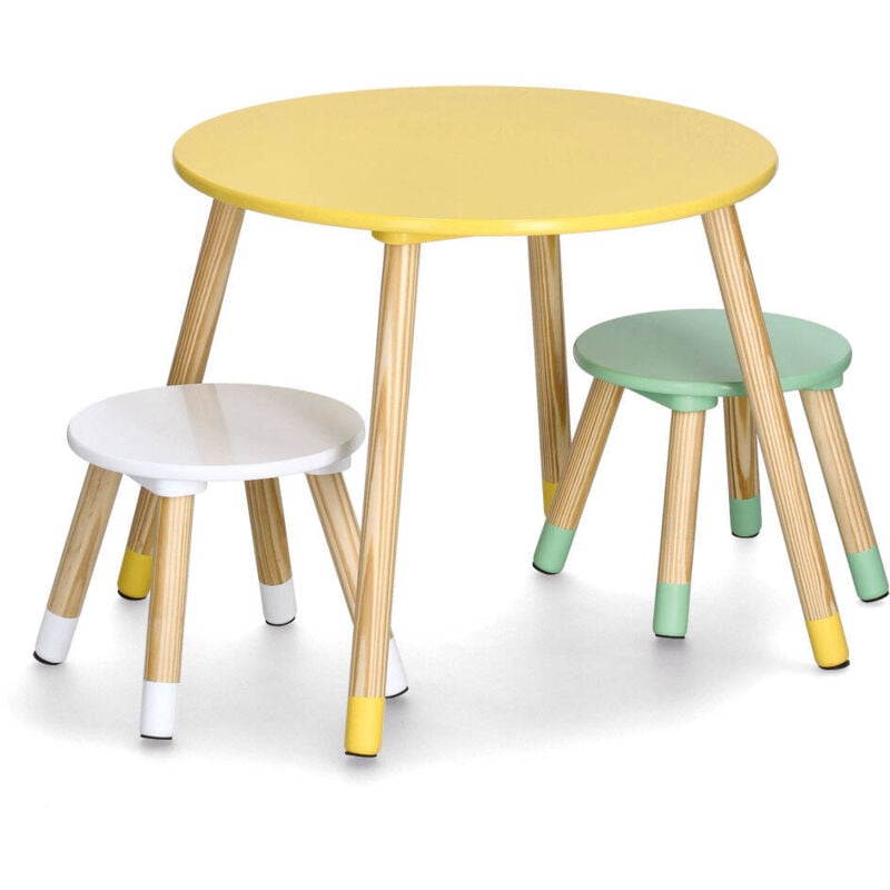 Ensemble de meubles pour enfants en mdf et pin, table + 2 chaises
