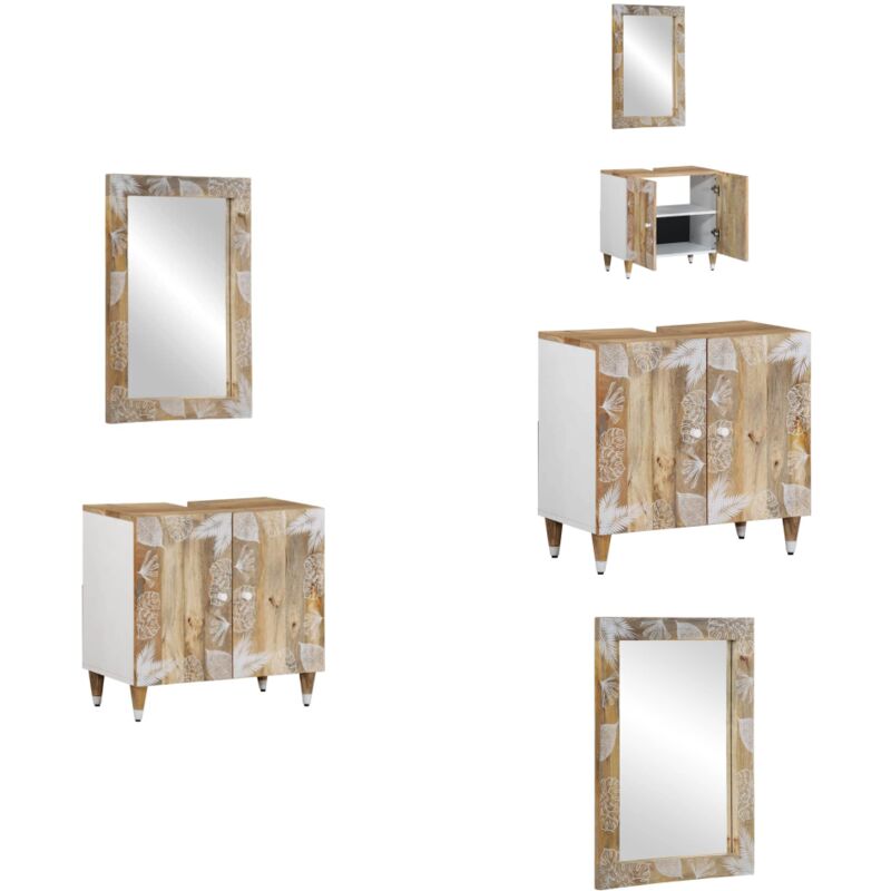 Ensemble de meubles salle de bain 2 pcs bois de manguier massif - Ensemble De Meubles De Salle De Bain - Ensembles De Meubles De Salle De Bain