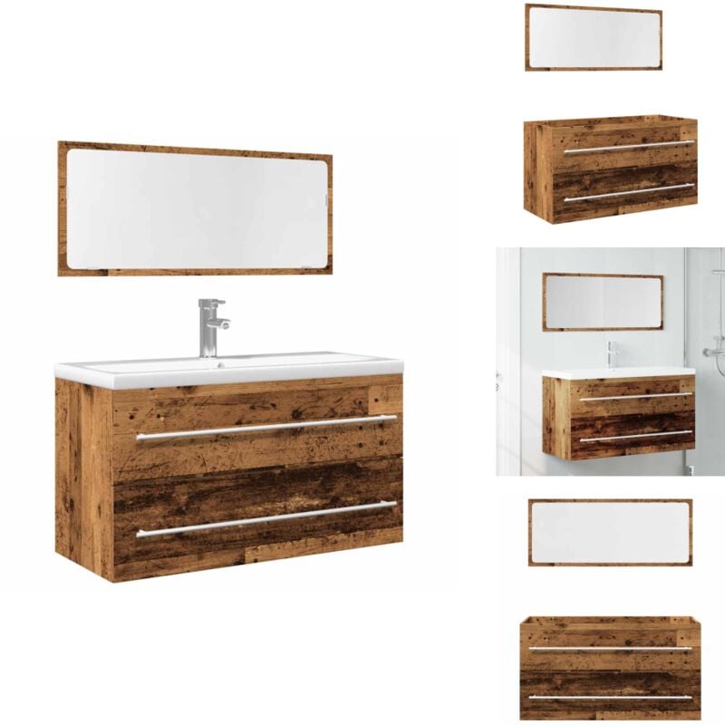 Ensemble de meubles salle de bain 2 pcs bois d'ingénierie - Ensemble De Meubles De Salle De Bain - Ensembles De Meubles De Salle De Bain - Armoire De