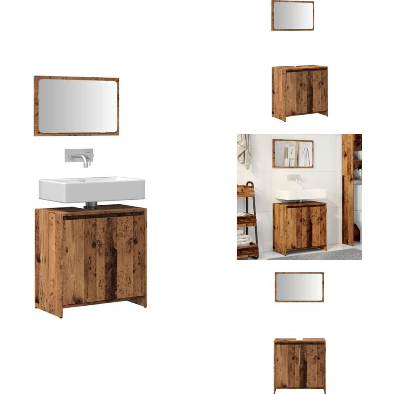 Ensemble de meubles salle de bain 2 pcs bois d'ingénierie - Ensemble De Meubles De Salle De Bain - Ensembles De Meubles De Salle De Bain - Armoire De