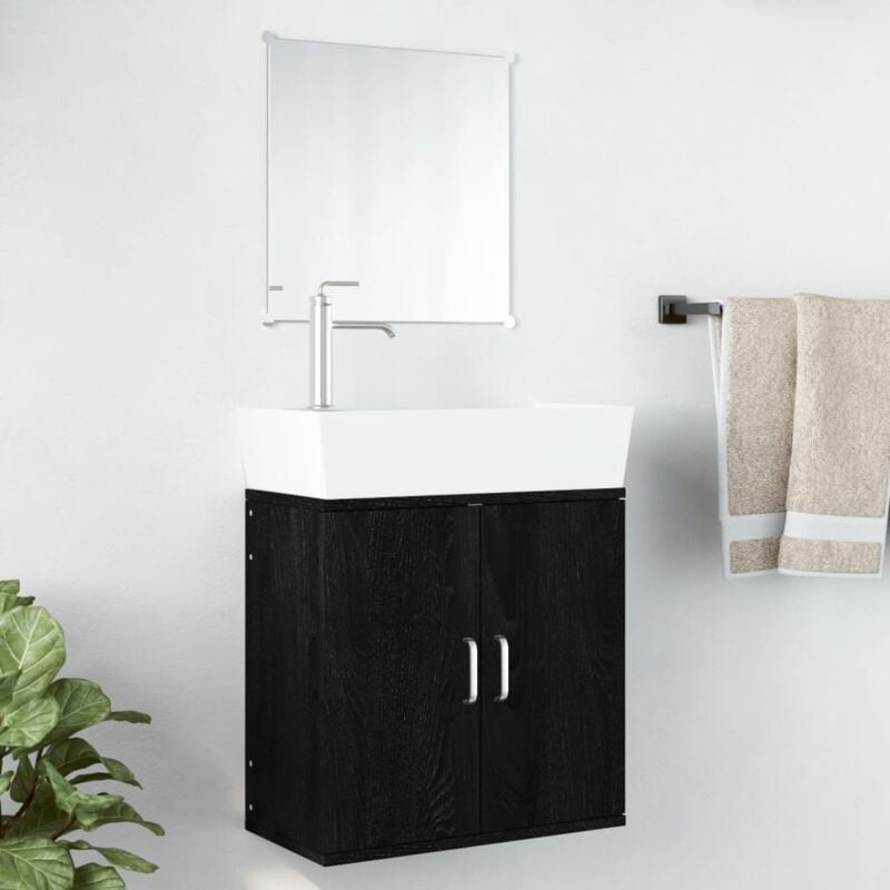 Vidaxl - Ensemble de meubles salle de bain 2 pcs noir bois d'ingénierie