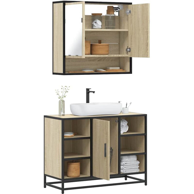Vidaxl - Ensemble de meubles de salle de bain 2 pcs chêne sonoma
