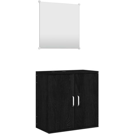 Ensemble de meubles salle de bain 2 pcs noir bois d'ingénierie