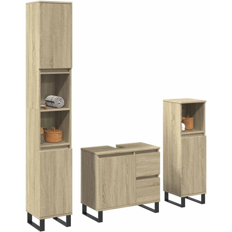 Vidaxl - Ensemble de meubles de salle de bain 3 pcs chêne sonoma