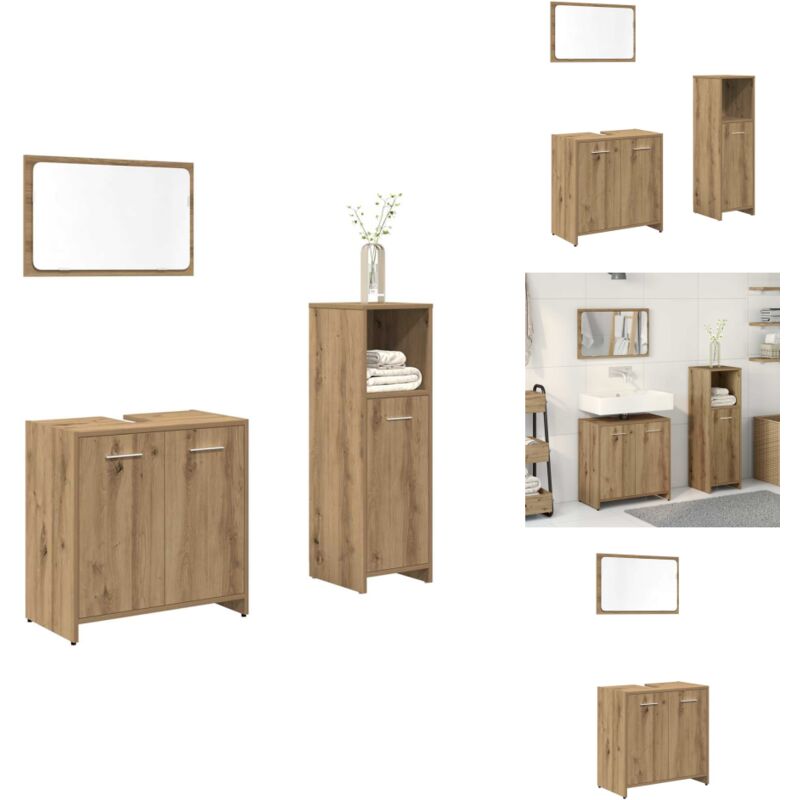 Ensemble de meubles salle de bain 3 pcs bois d'ingénierie - Ensemble De Meubles De Salle De Bain - Ensembles De Meubles De Salle De Bain - Armoire De