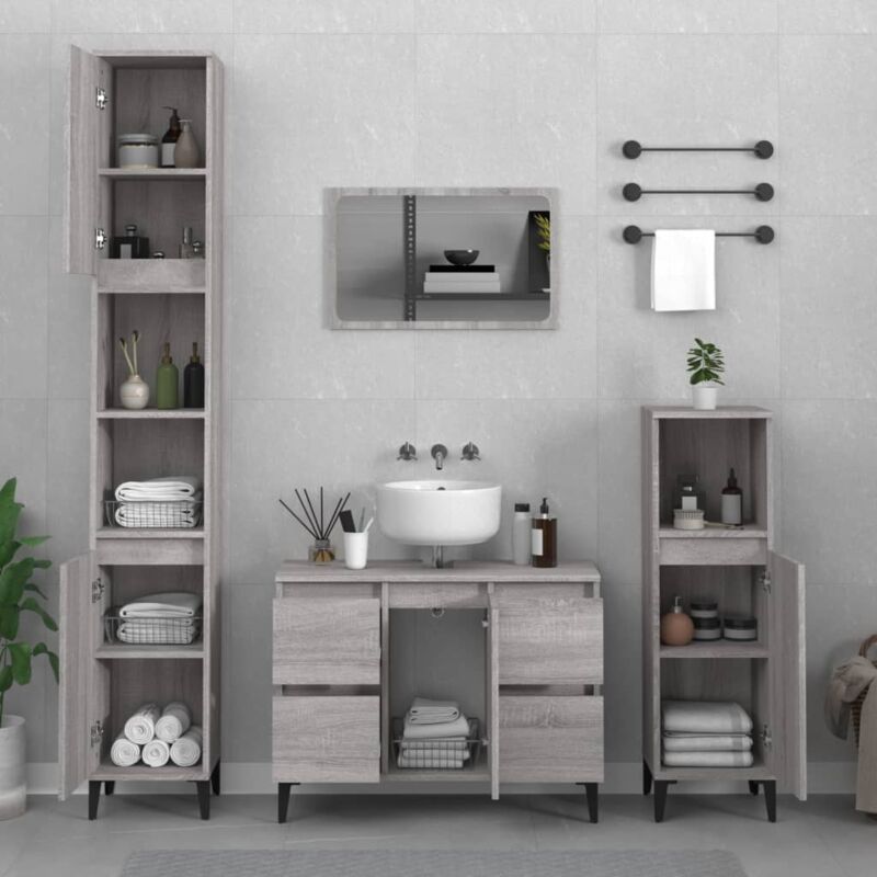 Vidaxl - Ensemble de meubles de salle de bain 3 pcs Sonoma gris