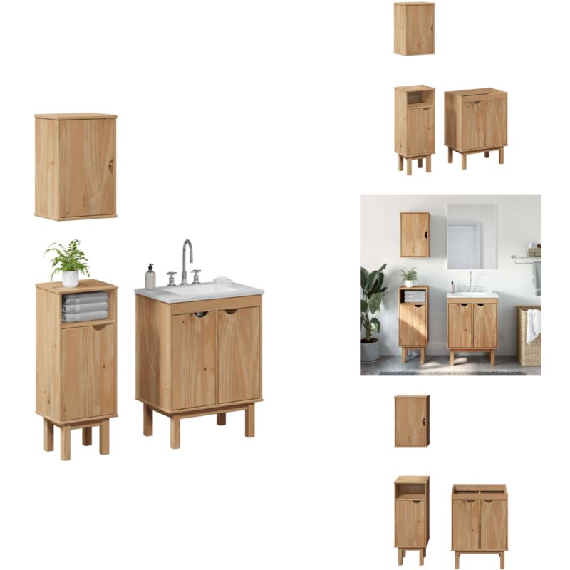 Ensemble de meubles salle de bain 3 pcs otta bois de pin massif - Ensemble De Meubles De Salle De Bain - Ensembles De Meubles De Salle De Bain