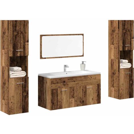 Ensemble de meubles salle de bain 4 pcs-Meuble de salle de bain bois d'ingénierie 530445
