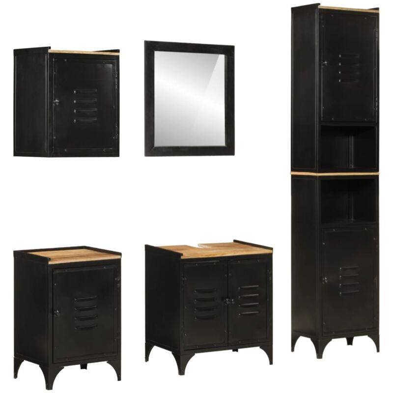 Vidaxl - Ensemble de meubles salle de bain 5 pcs fer et bois de manguier
