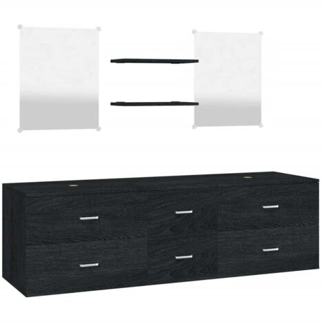 Ensemble de meubles salle de bain 5 pcs，Ensemble d'armoires de salle de bain noir bois d'ingénierie CFW99780