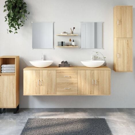 Ensemble de meubles salle de bain 7 pcs chêne bois d'ingénierie vidaXL