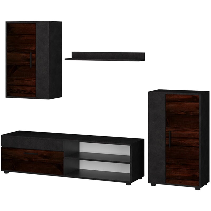 Meuble-paroi Berno, Marron, Lot de 4 Vicco