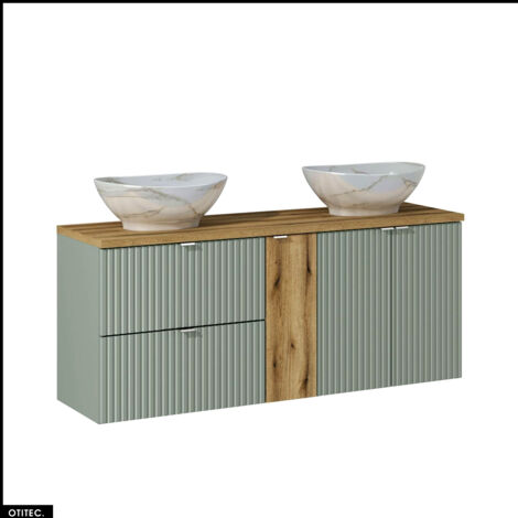 Ensemble de meubles sous vasque - 140 cm - avec Plan - 2 Vasques - ROSEAU