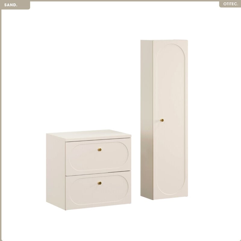 Otitec - Ensemble de meubles sous vasque - 60 cm - avec Plan - Colonne - sand