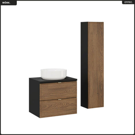 Ensemble de meubles sous vasque - 60 cm - avec Plan - Vasque - Colonne - MÖRK