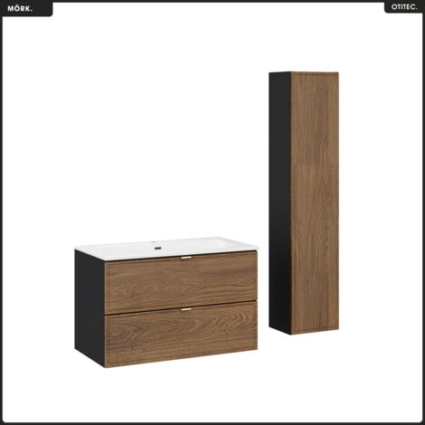 Ensemble de meubles sous vasque - 80 cm - avec Plan - Vasque - Colonne - MÖRK