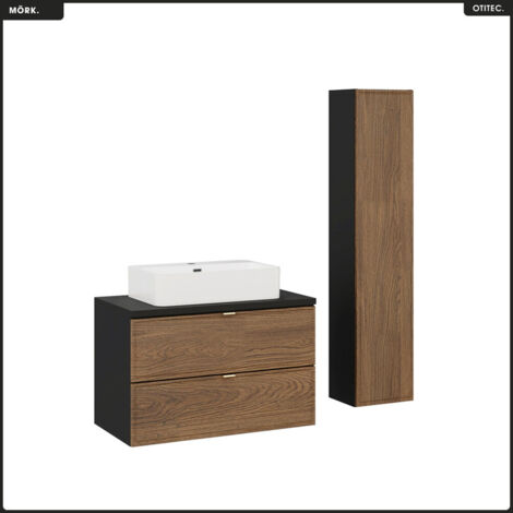 Ensemble de meubles sous vasque - 80 cm - avec Plan - Vasque - Colonne - MÖRK
