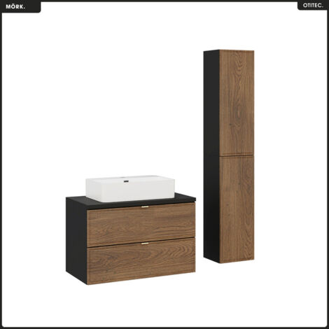 Ensemble de meubles sous vasque - 80 cm - avec Plan - Vasque - Colonnes - MÖRK