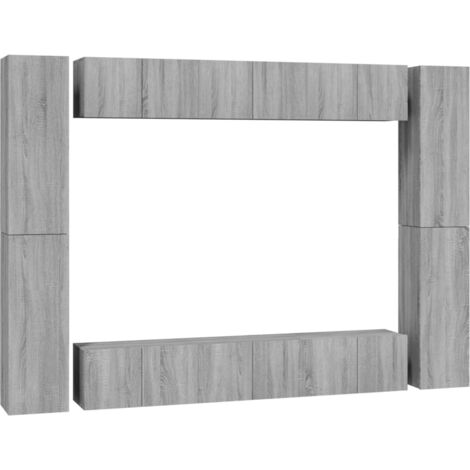 Ensemble de meubles TV 10 pcs  Bancs TV Armoires de rangement Sonoma gris Bois d'ingénierie 28018