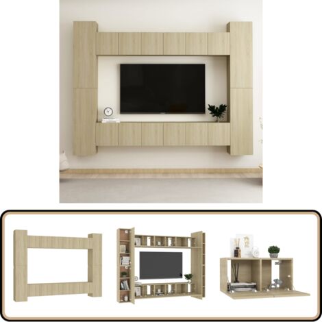 Ensemble de meubles TV 10 pcs Chêne sonoma Bois d'ingénierie - Meuble Tv Mural - Meuble Tv Suspendu - Étagère Murale - Support Tv - Rangement Tv