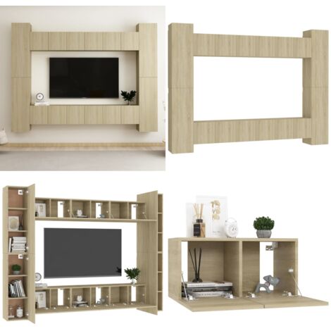 Ensemble de meubles TV 10 pcs Chêne sonoma Bois d'ingénierie - Meuble Tv Mural - Meuble Tv Suspendu - Étagère Murale - Support Tv - Rangement Tv - Home & Living
