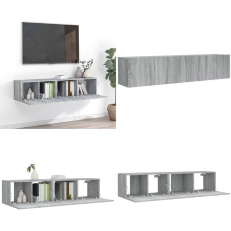 Ensemble de meubles TV 2 pcs Sonoma gris Bois d'ingénierie - Meuble Tv Suspendu - Meuble Tv Mural - Ensemble Meuble Tv - Meuble Hifi - Mobilier Salon - Home & Living