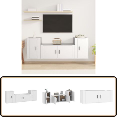 Ensemble de meubles TV 3 pcs Blanc Bois d'ingénierie - Meuble Tv - Meuble Tv Mural - Ensemble Meuble Tv - Rangement Tv - Salon
