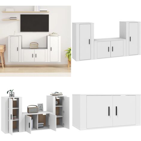 Ensemble de meubles TV 3 pcs Blanc Bois d'ingénierie - Meuble Tv - Meuble Tv Mural - Ensemble Meuble Tv - Salon - Décoration Intérieure - Home & Living