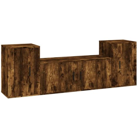 Ensemble de meubles TV 3 pcs Chêne fumé Bois d'ingénierie