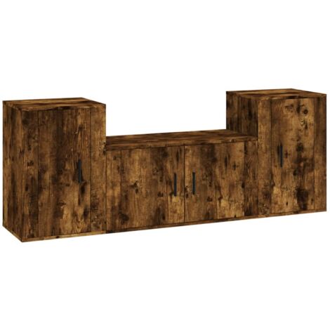 Ensemble de meubles TV 3 pcs Chêne fumé Bois d'ingénierie