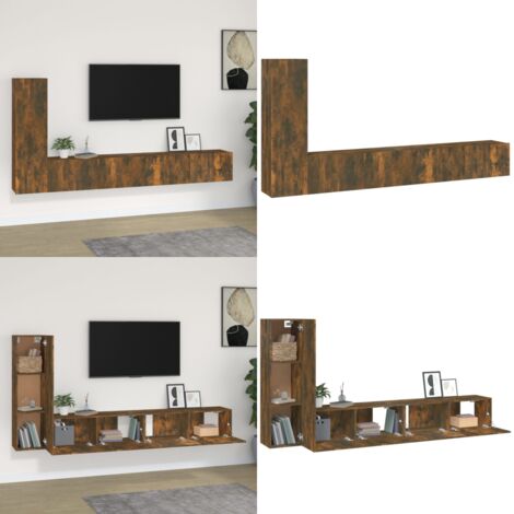 Ensemble de meubles TV 3 pcs Chêne fumé Bois d'ingénierie - Meuble Tv - Meuble Media - Armoire Multimedia - Rangement Tv - Design Moderne - Home & Living